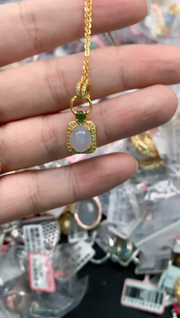 翡翠戒指银S925镶嵌缅甸天然翡翠