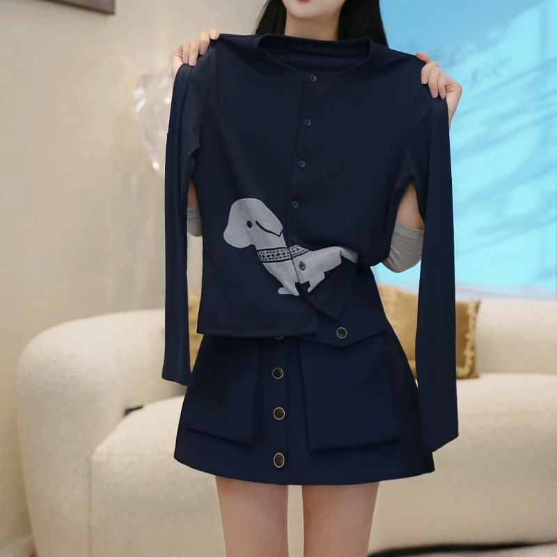 【小狗开衫】秋季新款流光风百搭减龄显瘦开衫T恤LK2506288