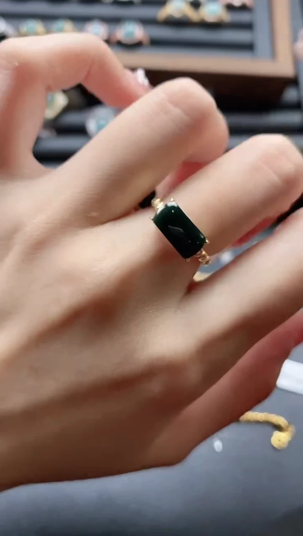 【闪购商品】翡翠戒指银S925镶嵌51151-5