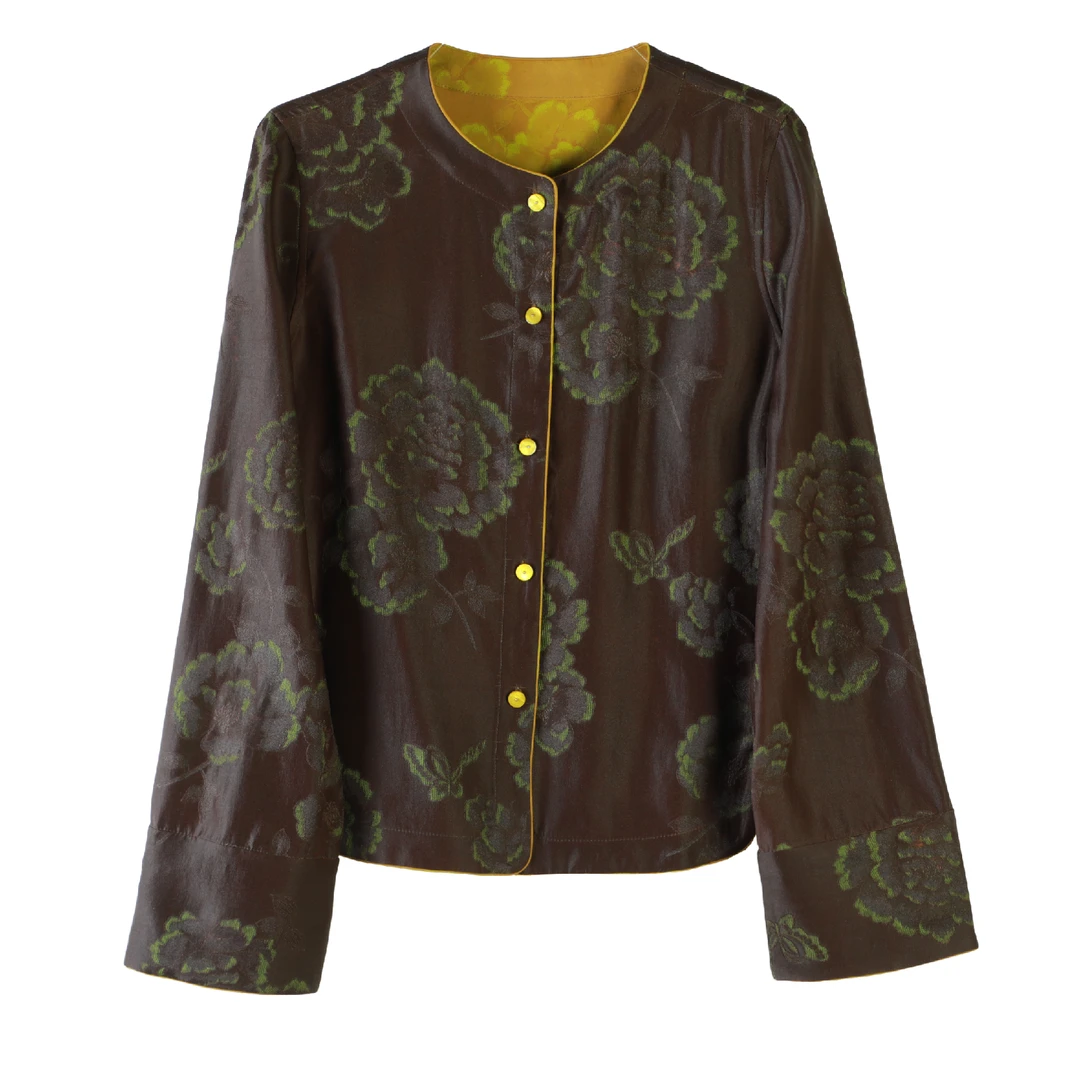 毛姐  碧纹染香云纱提花外套 27924