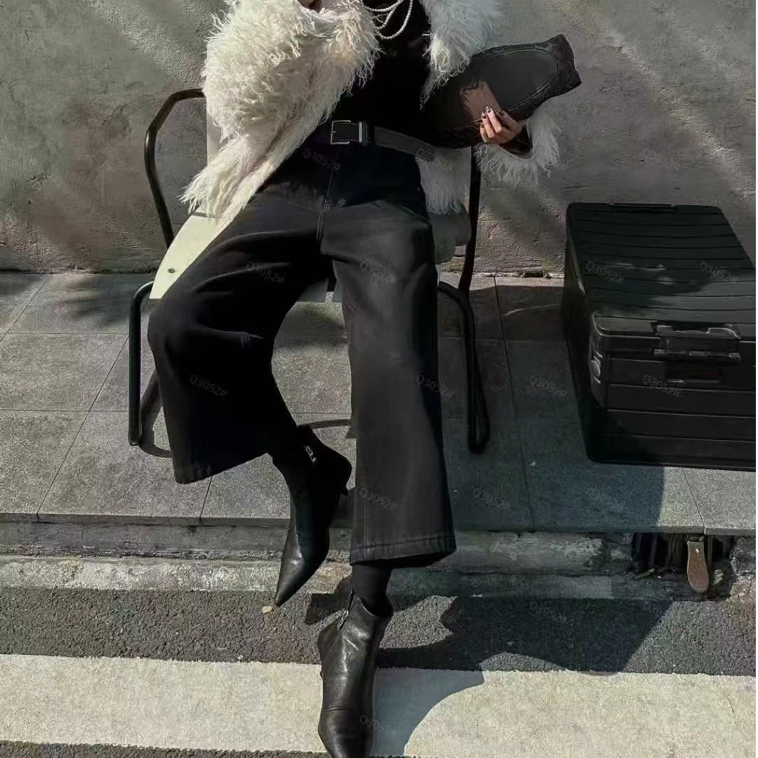 【宝贝家】3052依云裳植绒牛仔8分裤