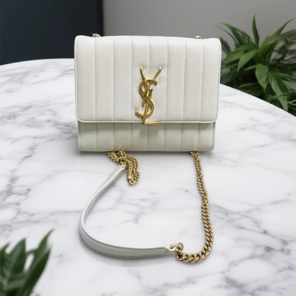 95新 YSL/圣罗兰  白色链条包 1862 6449