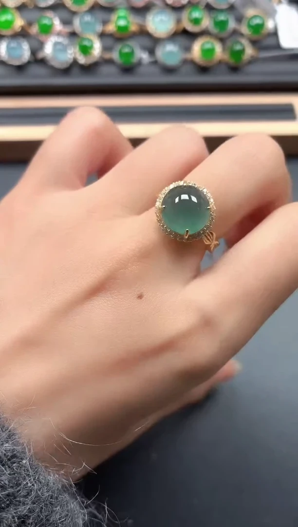 银S925镶嵌戒指翡翠1