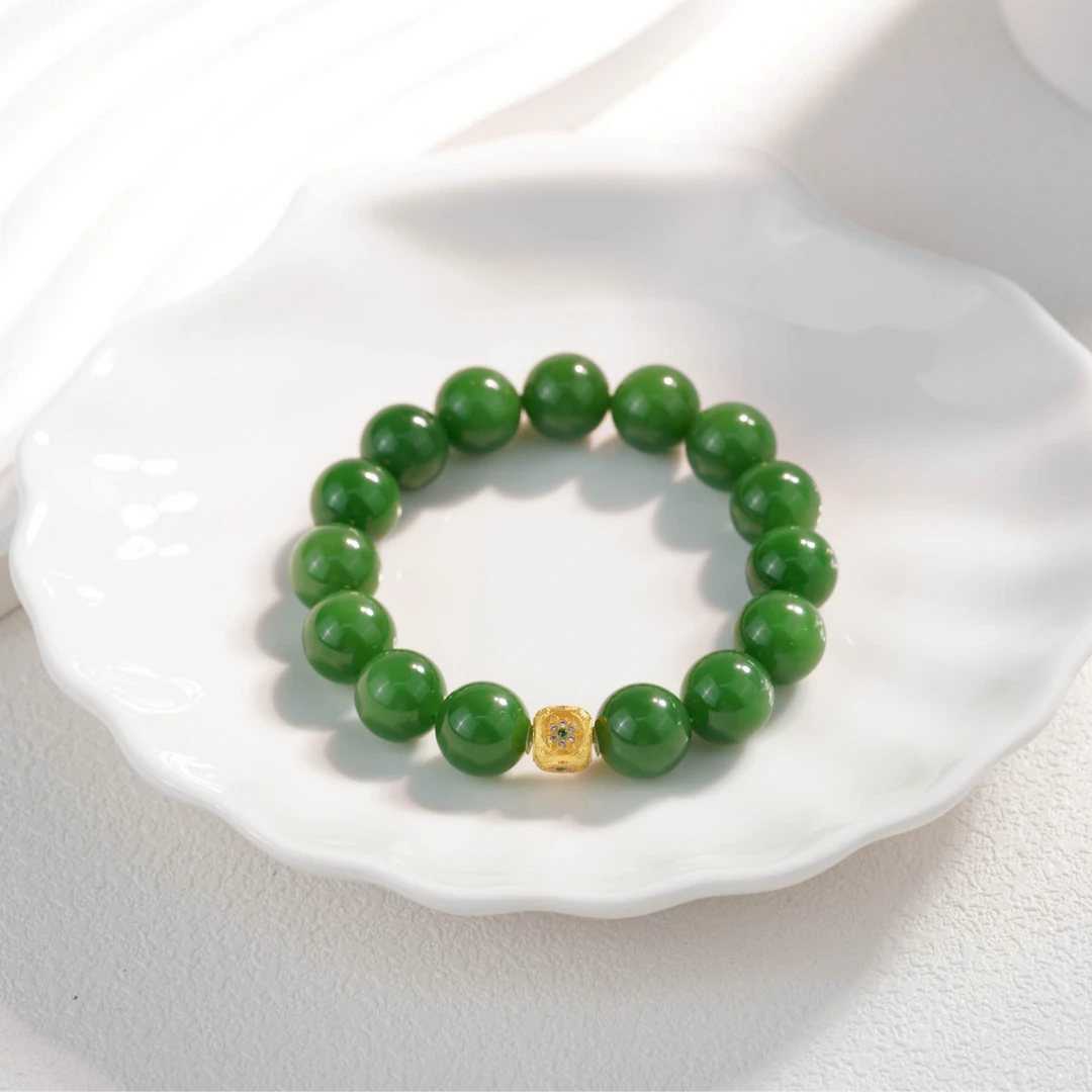 俄料高货碧玉手串预付定金（天然珠宝多样性发其一）