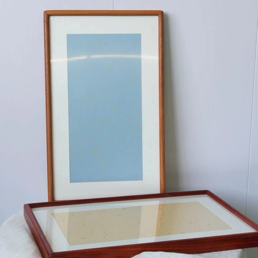 50*30新品实木榫卯画框挂壁摆台新中式