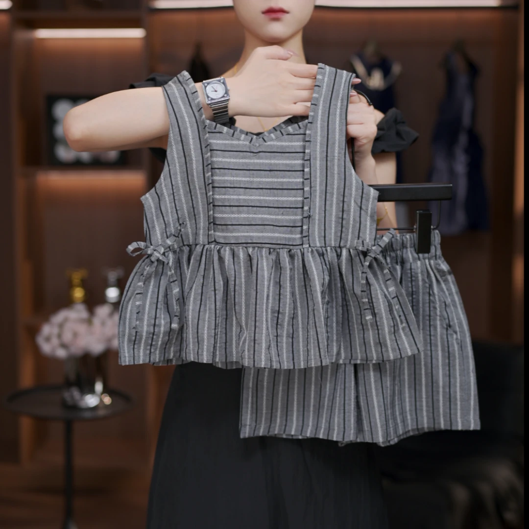 【Bufan】女童设计款套装两件高级纯棉夏季无袖女孩洋气儿童