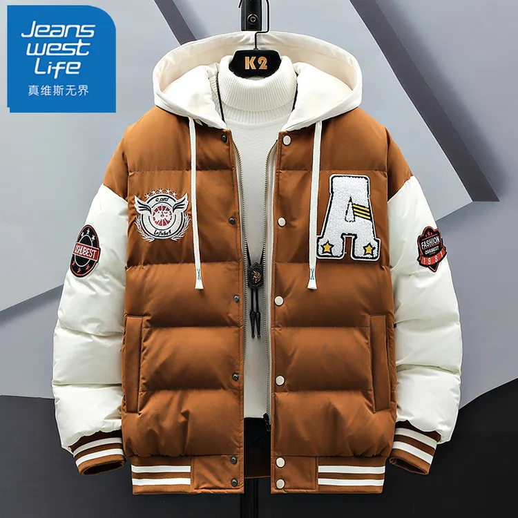 【王一博代言】真维斯无界连帽棉衣男士秋冬季潮牌加绒加厚棉服外套