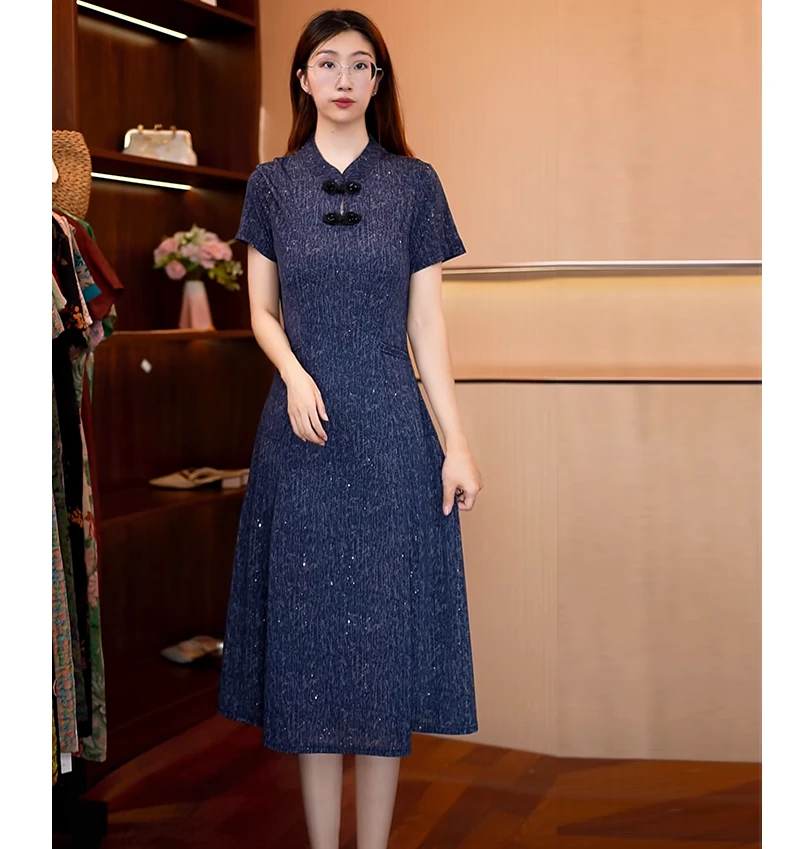 【藏蓝细闪】新款显白遮肉连衣裙U3