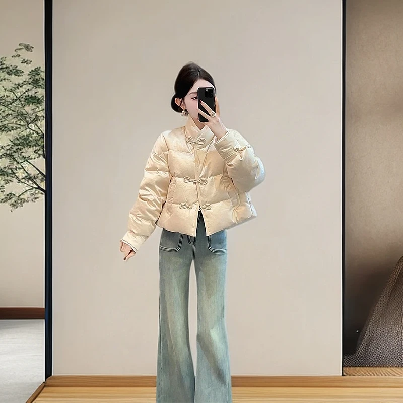 新中式时尚设计感盘扣加厚棉服外套女2025冬季新款国风保暖外套潮