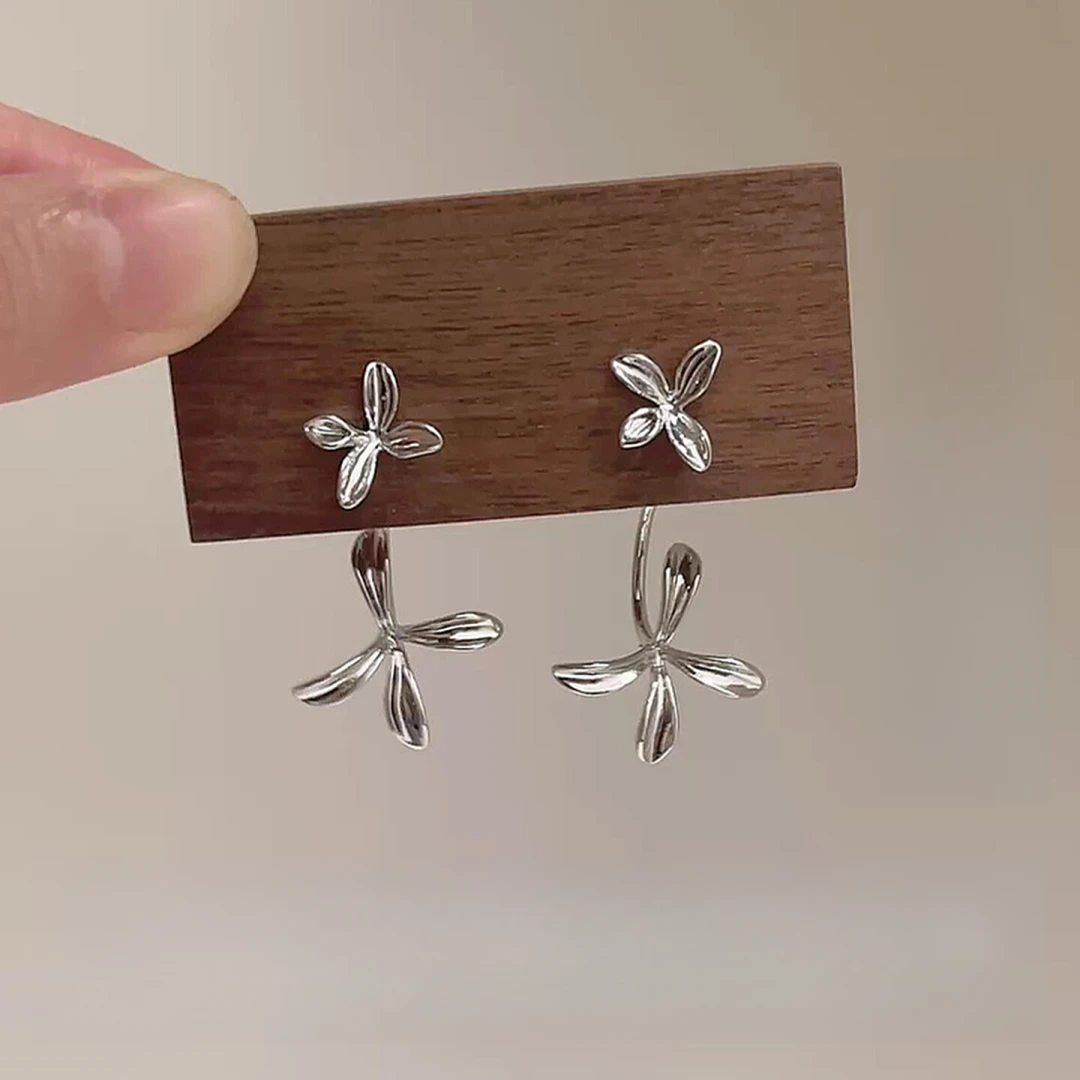 铜合金耳饰 「花弄晚风」冷淡风银色立体栀子花耳钉韩系高级感耳饰