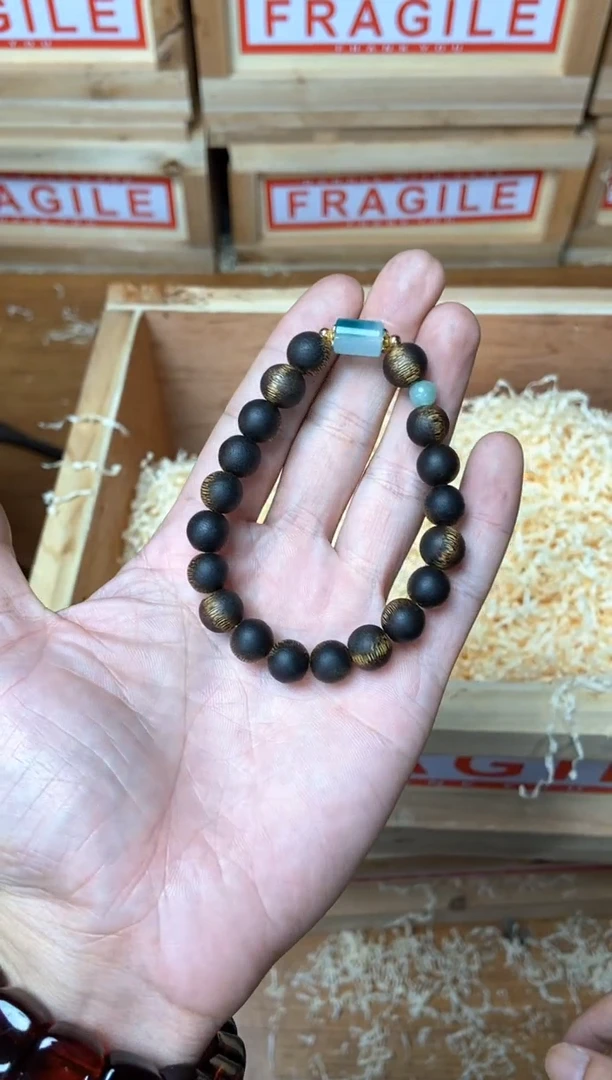手串沉香带飘花手串单圈