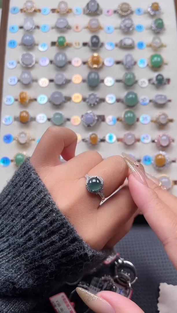 【闪购商品】翡翠戒指银S925镶嵌天然A货翡翠戒指