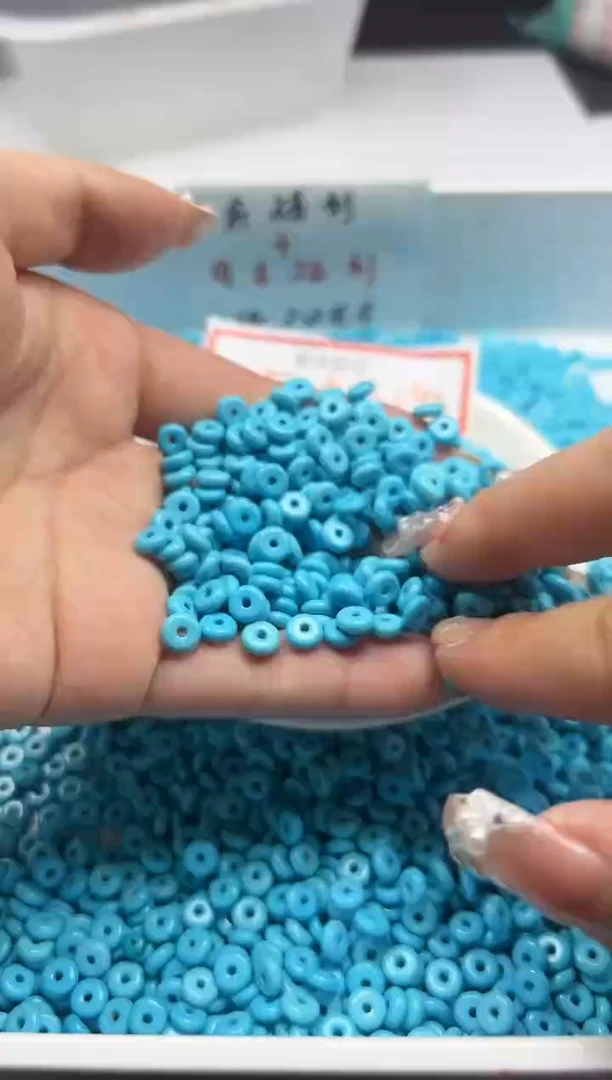 未镶嵌颈饰玛瑙/玉髓w525高瓷蓝*松算盘6*3mm*30颗