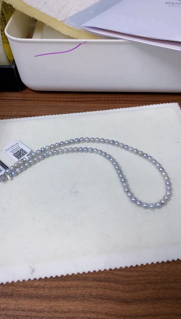 【闪购商品】海水珍珠饰品银S925镶嵌5-6真多麻色满珠链·吉尔德