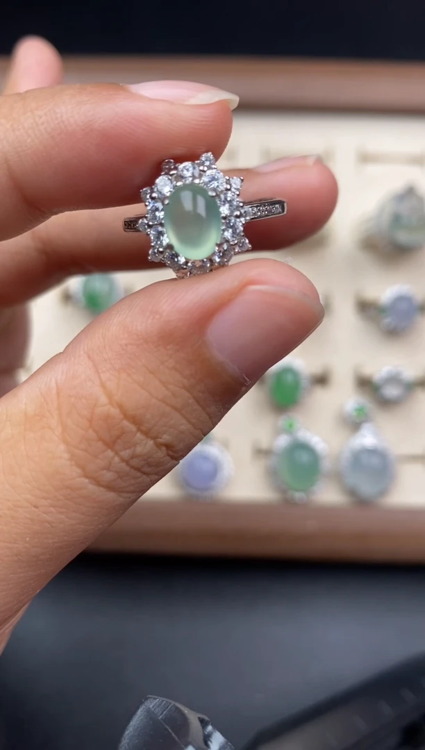 定制翡翠银S925镶嵌64363636