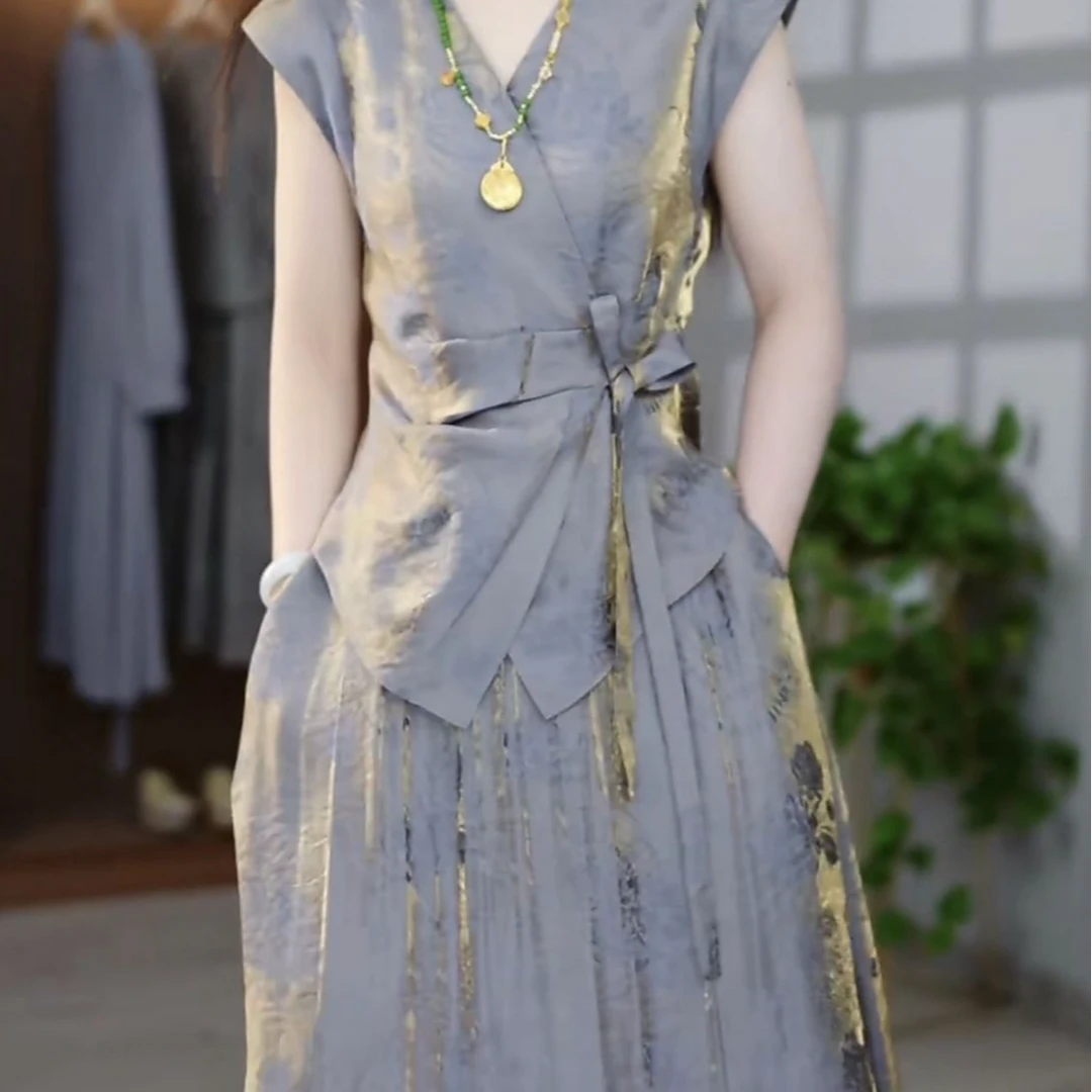 2025夏季新款法式时尚气质显瘦修身收腰两件套装连衣裙修身