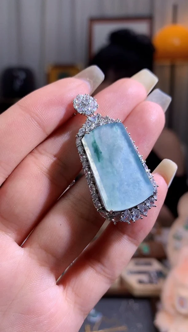 翡翠银S925镶嵌吊坠(不含链)【挽石珠宝】无事牌