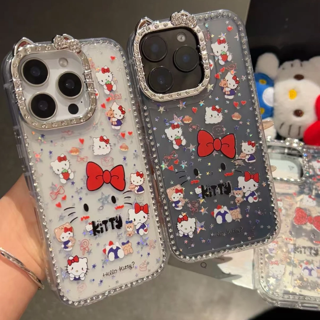 诚星泽点钻kt猫耳朵适用苹果16PROMAX手机壳iPhone15透明14新13女