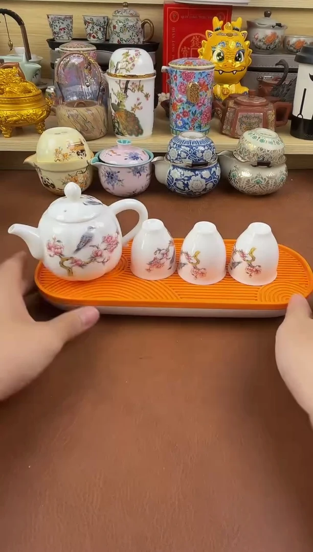 陶瓷茶具摆件旅行套组