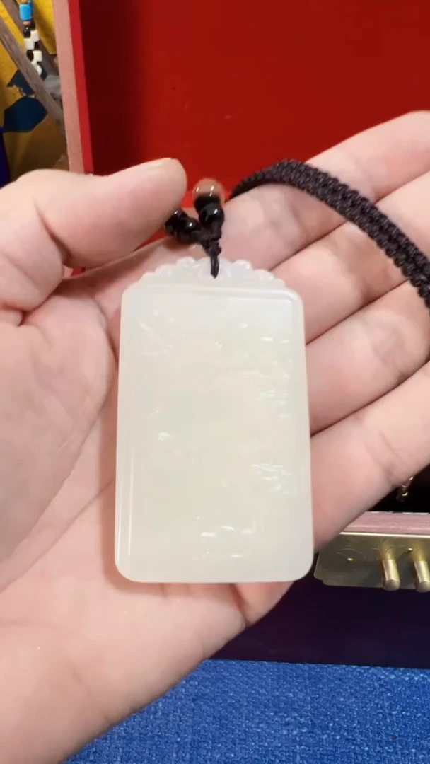 和田玉未镶嵌挂件和田 山水牌（飞铃文玩）