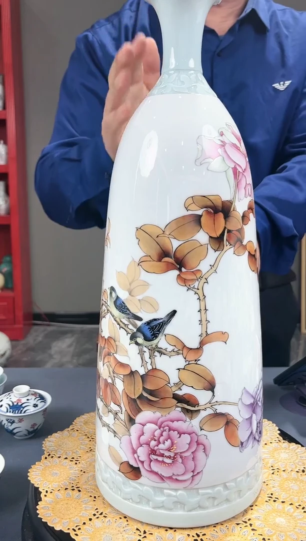 【闪购商品】官窑瓷画院584官窑瓷画院花鸟赏瓶