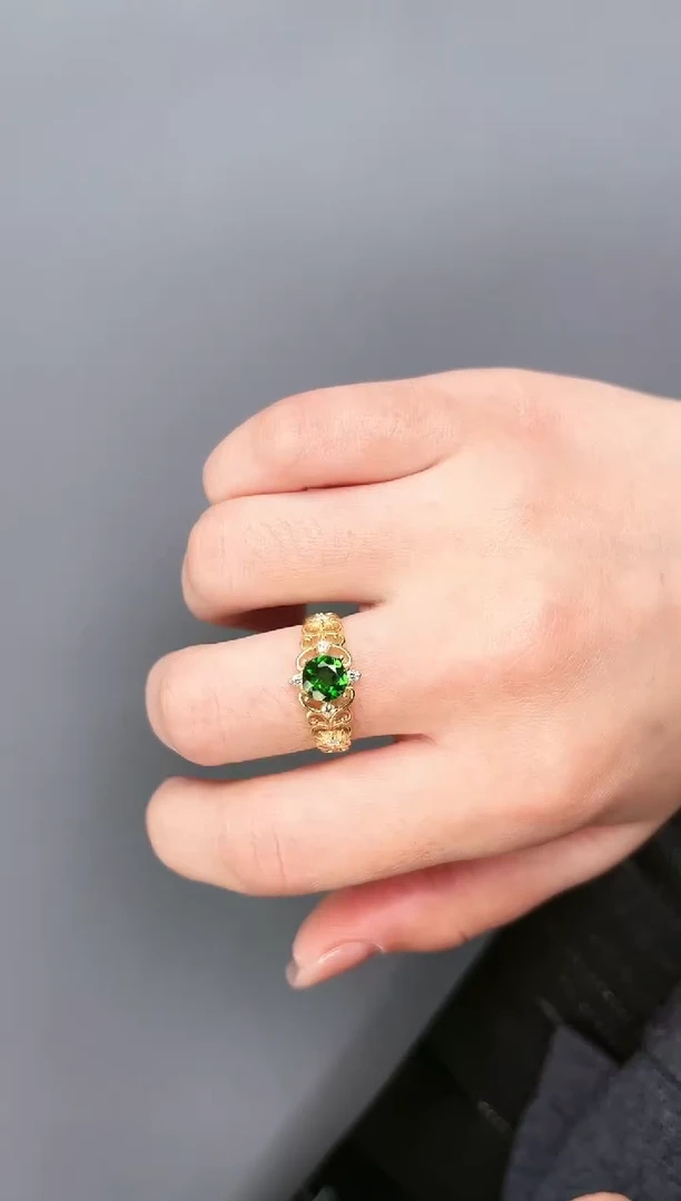 【闪购商品】透辉石戒指银S925镶嵌f61