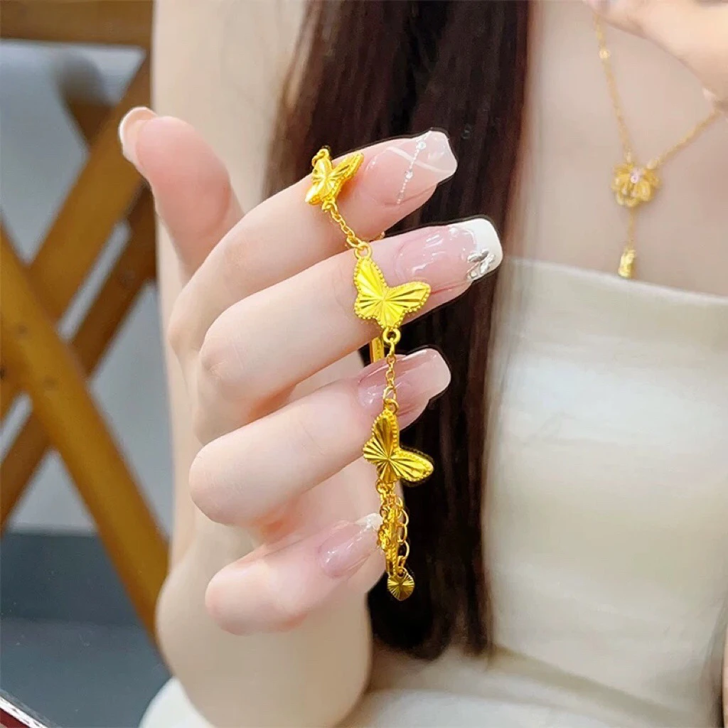 铜合金手链 【爆闪镭射金色蝴蝶手链】复古仙女时尚女款百搭可调节