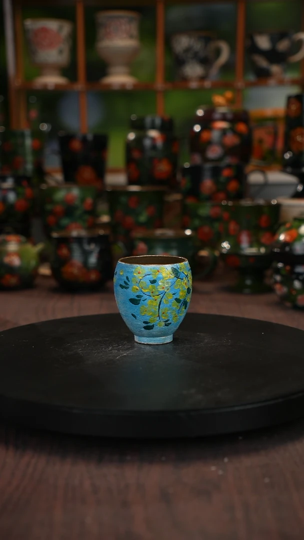 油画    手绘釉下彩杯子