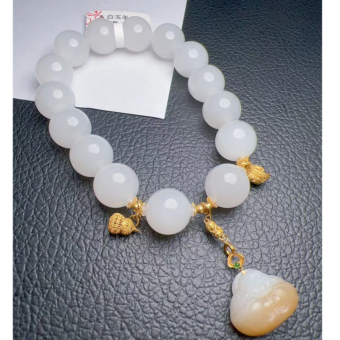 18K和田玉手串A1104-7/12mm