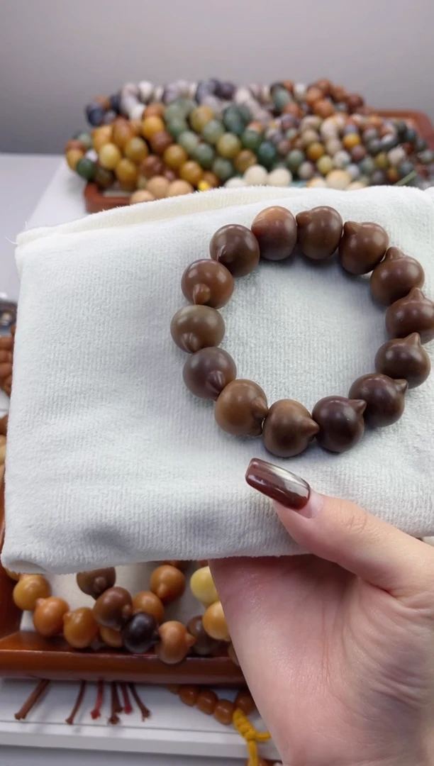 手串菩提根/象牙果潇*晓j27干磨猫猫头20mm手串瑕疵不补随机