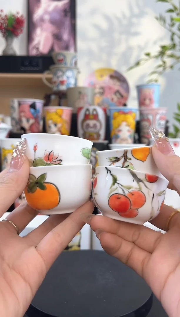 【闪购商品】摆件手工手绘陶瓷小杯杯