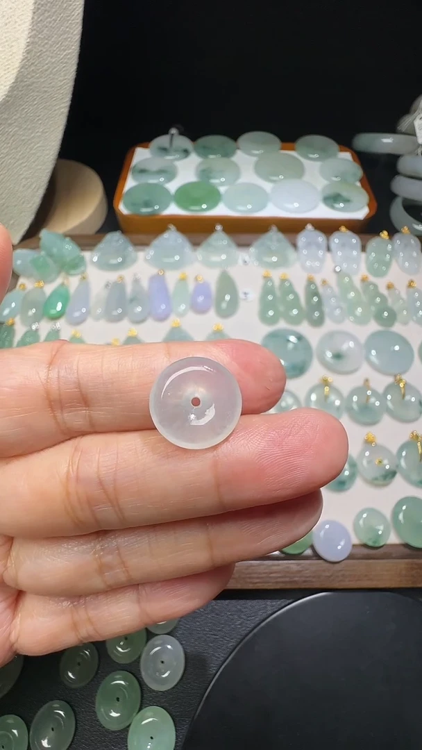 吊坠(不含链)未镶嵌翡翠小平安扣尺寸14.4*4.4mm