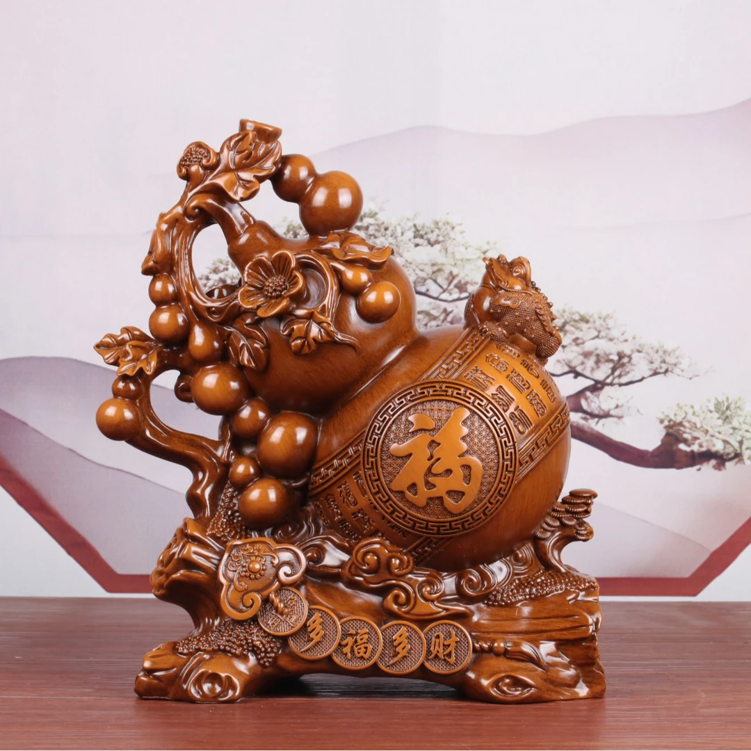 YW直播招财同价多福多财金蟾葫芦摆件客厅玄关约长18高20厘米