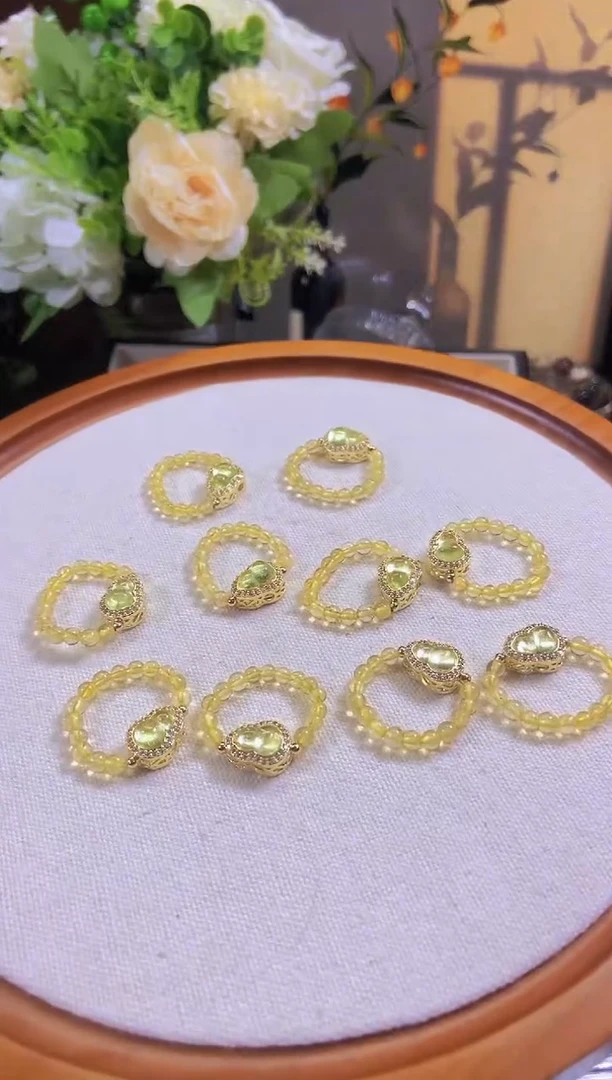 水晶戒指未镶嵌黄水晶葫芦