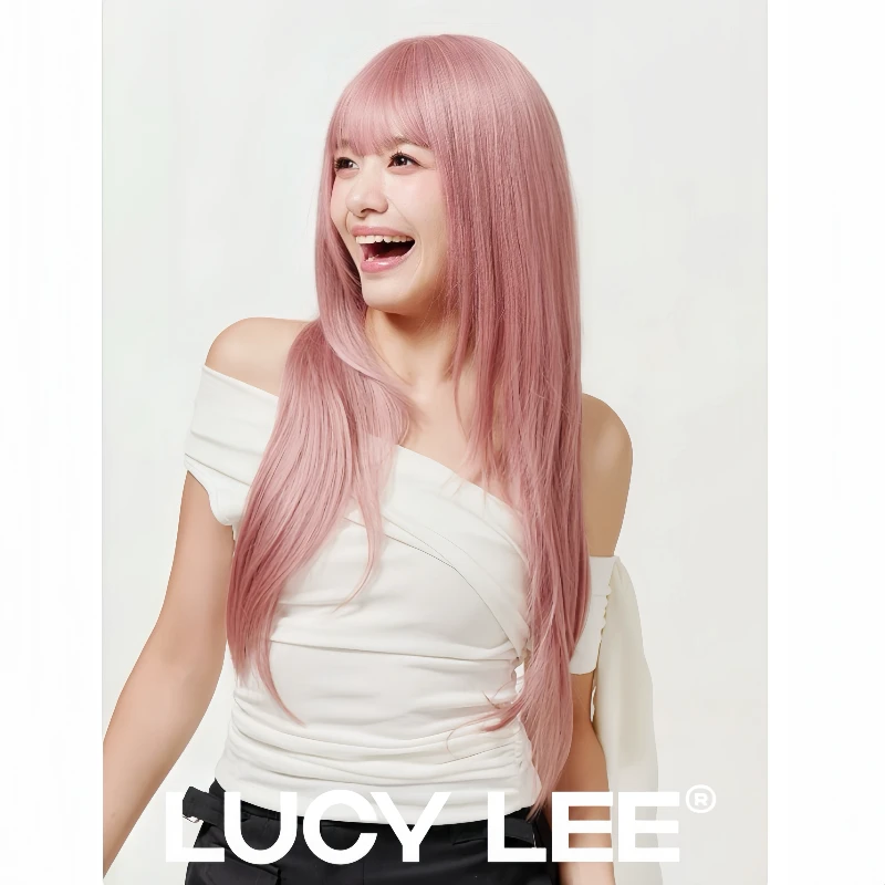 LUCYLEE【免戴发网免修剪-微醺吉赛尔】精修刘海微醺粉色假发XT