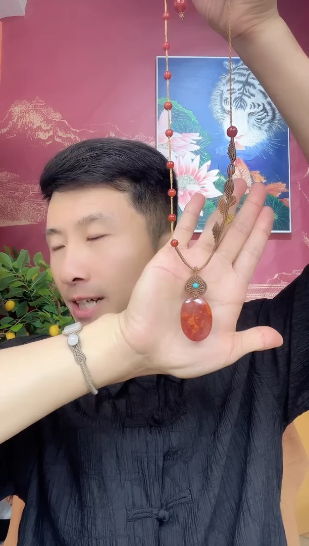 南红玛瑙未镶嵌颈饰繁花高端设计款吊坠