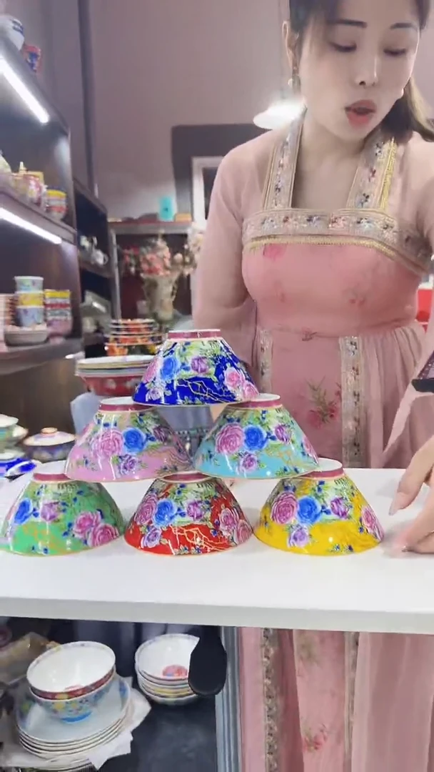 瓷片5英寸斗笠碗6个景德镇陶瓷
