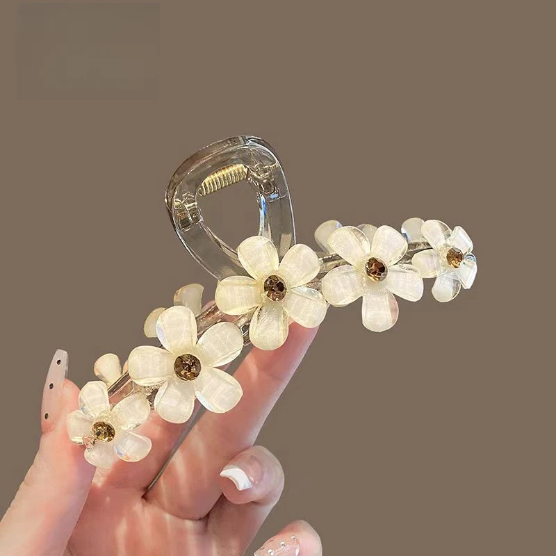 新小香风樱花抓夹大号发量多女后脑勺高端盘发鲨鱼夹发夹1666