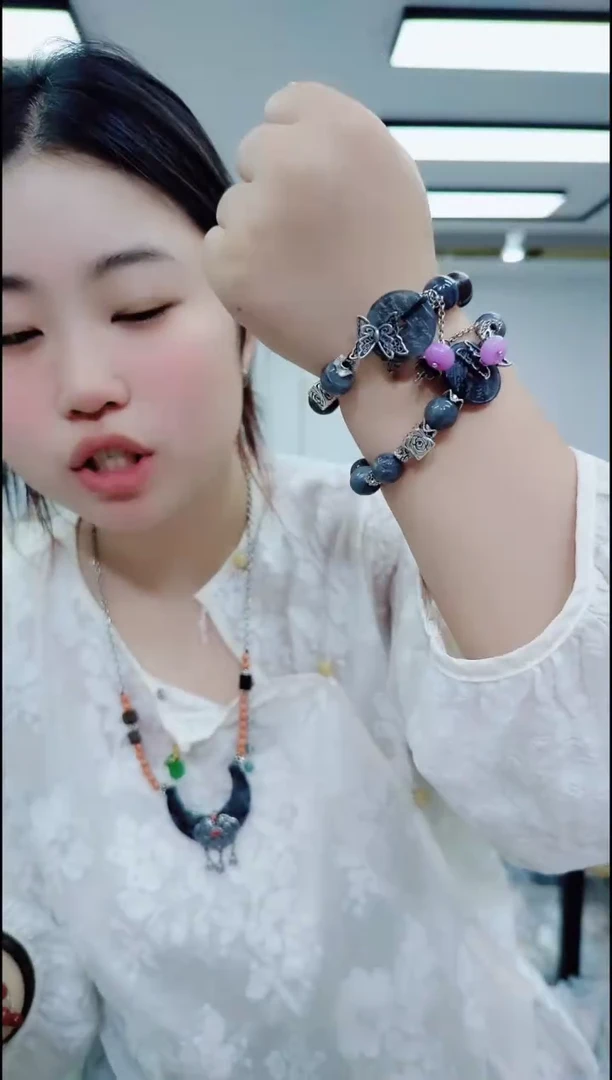 翡翠未镶嵌颈饰1335黑乌鸡手链