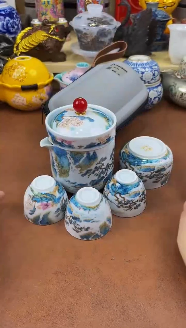 陶瓷茶具摆件旅行套组