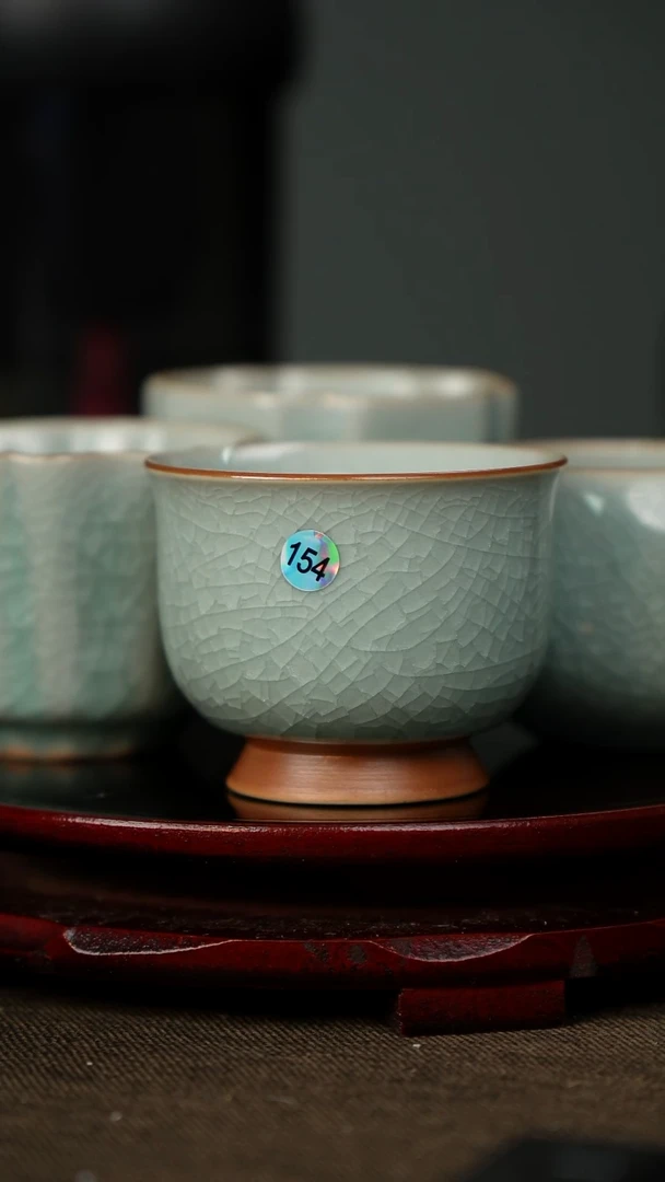 樊立 鱼鳞冰花 美人鱼杯 带底款154