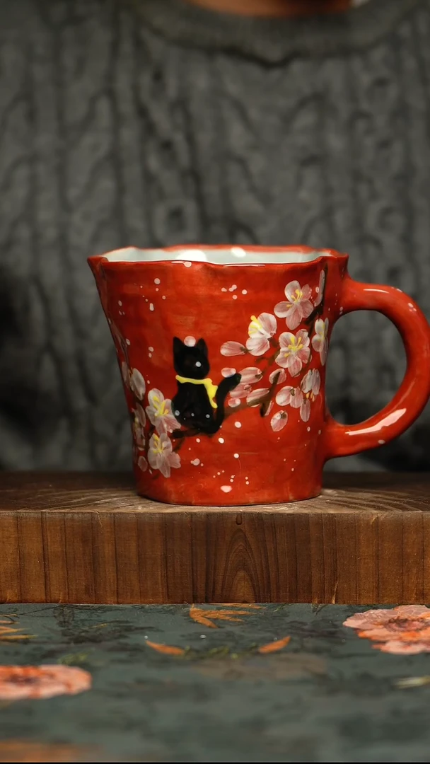 杯釉下彩手工手绘同款陶器