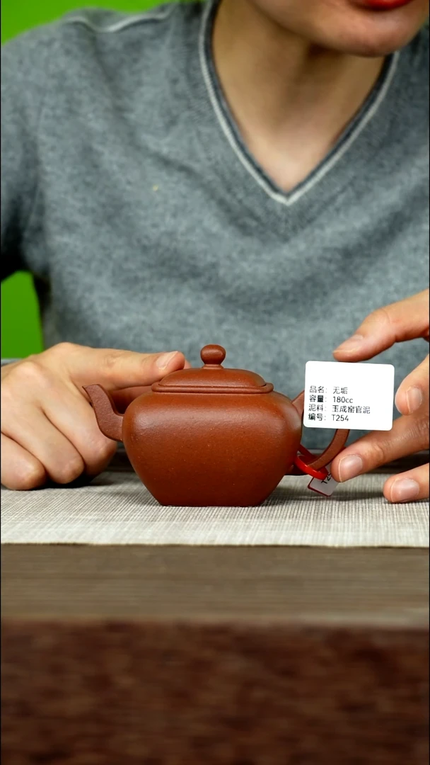 茶壶紫砂紫砂工艺厂T254  老朱砂 无垢 180cc