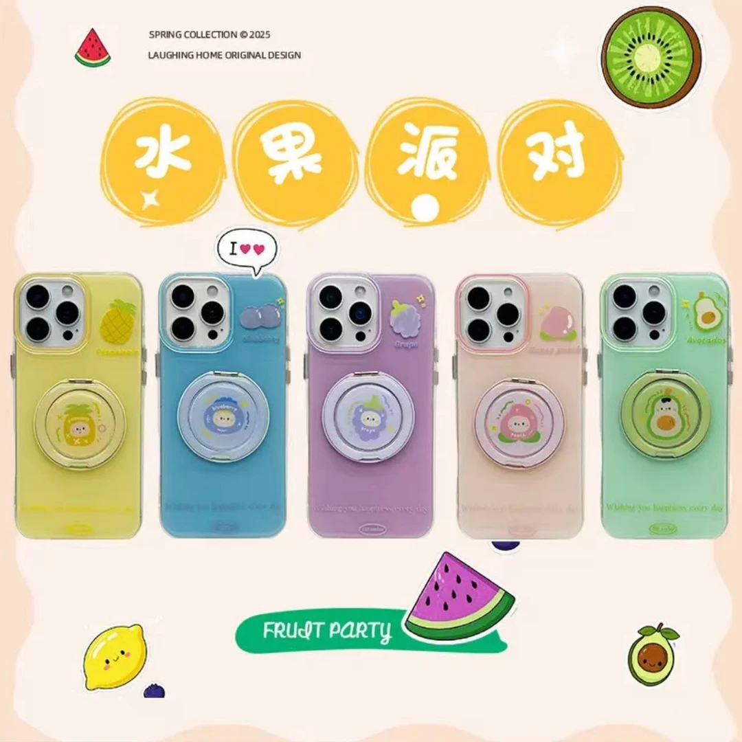 新款水果粘贴支架壳适用iphone16promax苹果15pro手机壳16防摔13