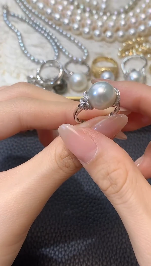 海水珍珠戒指18K金镶嵌C35