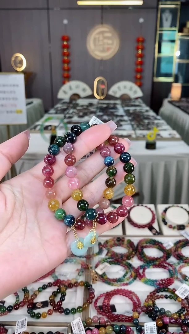 未镶嵌老矿碧玺彩虹单圈手串8mm+碧玺hon多样性发货一条