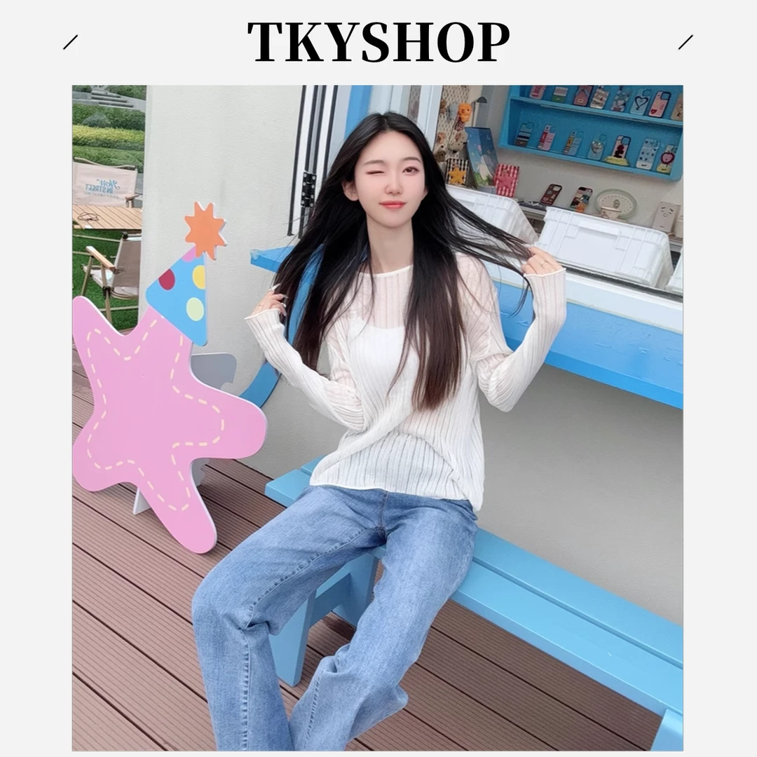 TKYSHOP【莱赛尔+三醋酸】花瓣袖基础百搭圆领套头针织10G1QF12L226