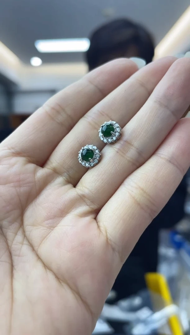 【闪购商品】翡翠耳饰银S925镶嵌多样性一件发货