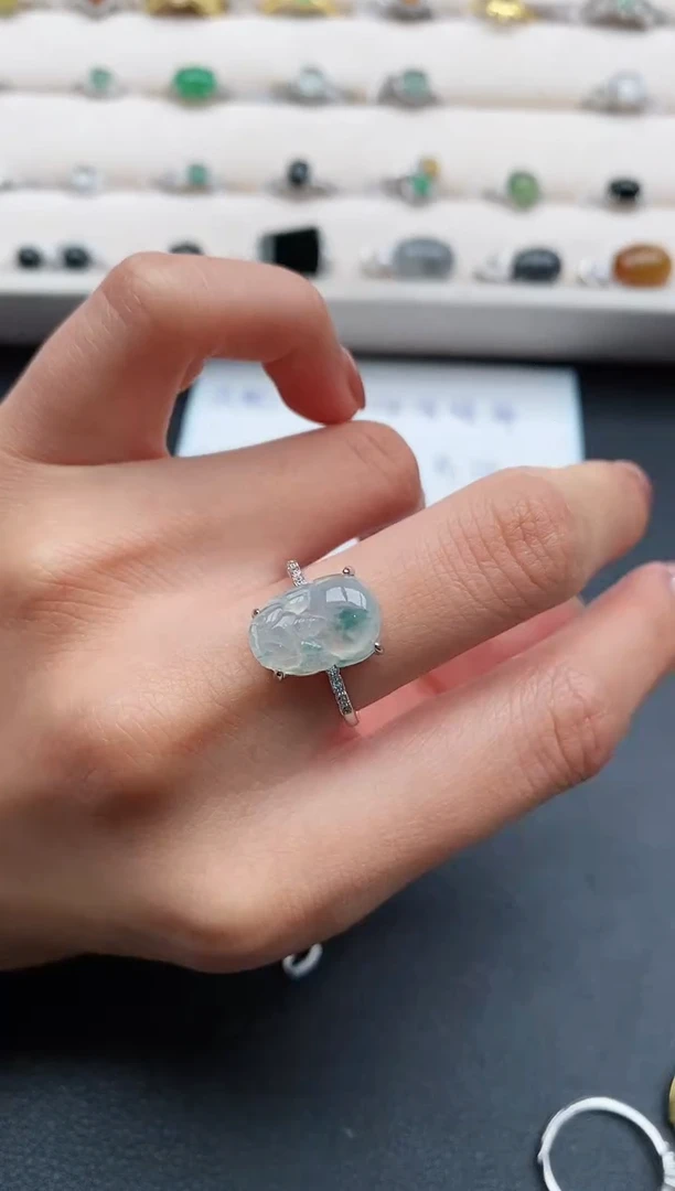 银S925镶嵌戒指翡翠555555555+8