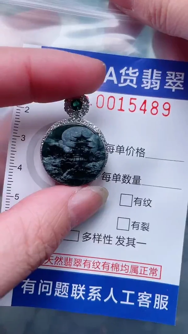 翡翠未镶嵌吊坠(赠链)1